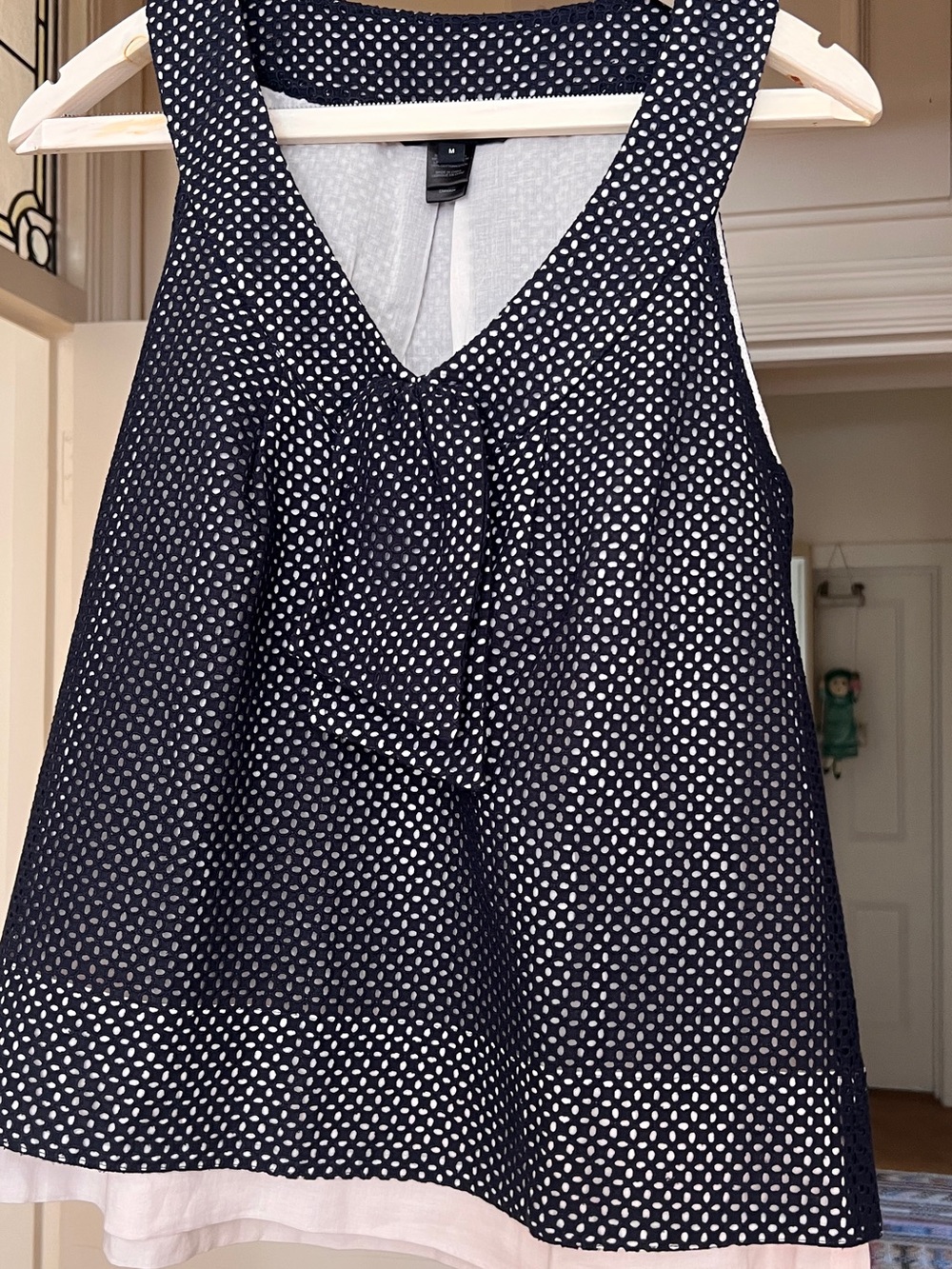 Marc by Marc Jacobs Navy & White Polka Dot Tie-Front Camisole Top